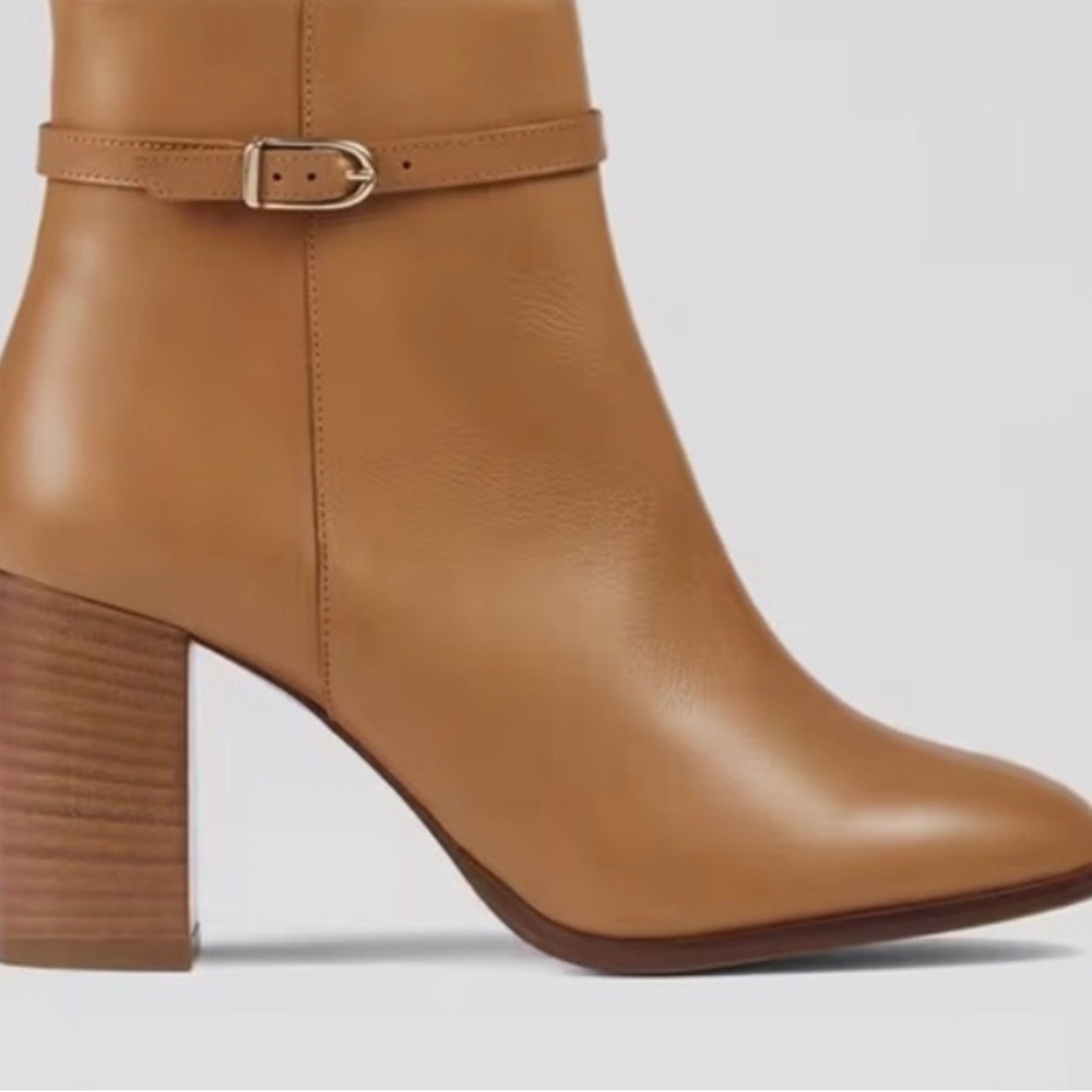 LK BENNET Bryony Camel Buckle Ankle Boots 40 / 9 Brown / Tan Leather Block Heel - Picture 6 of 15